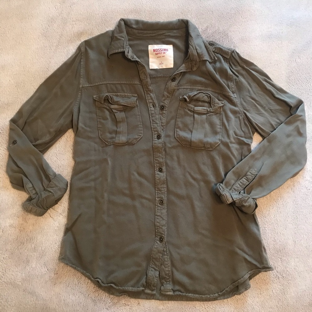 Army Green Button Up Shirt - Picture 5 of 8